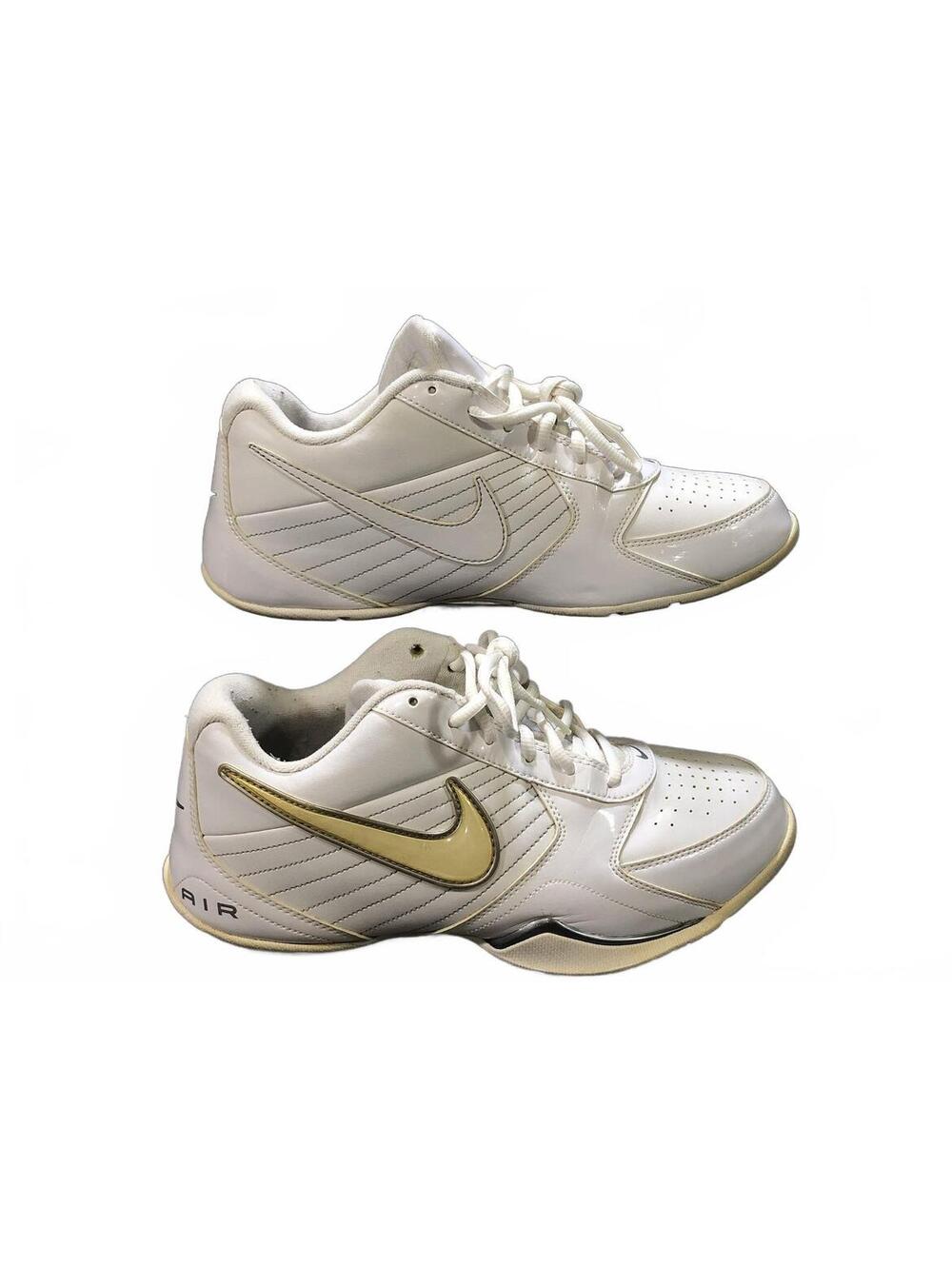 Nike Air Size 9.5 White Gold Leather Sneakers